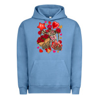 Pigment Pebble Blue valentines day skeleton Urban Hoodie - NancyCooperArtShop