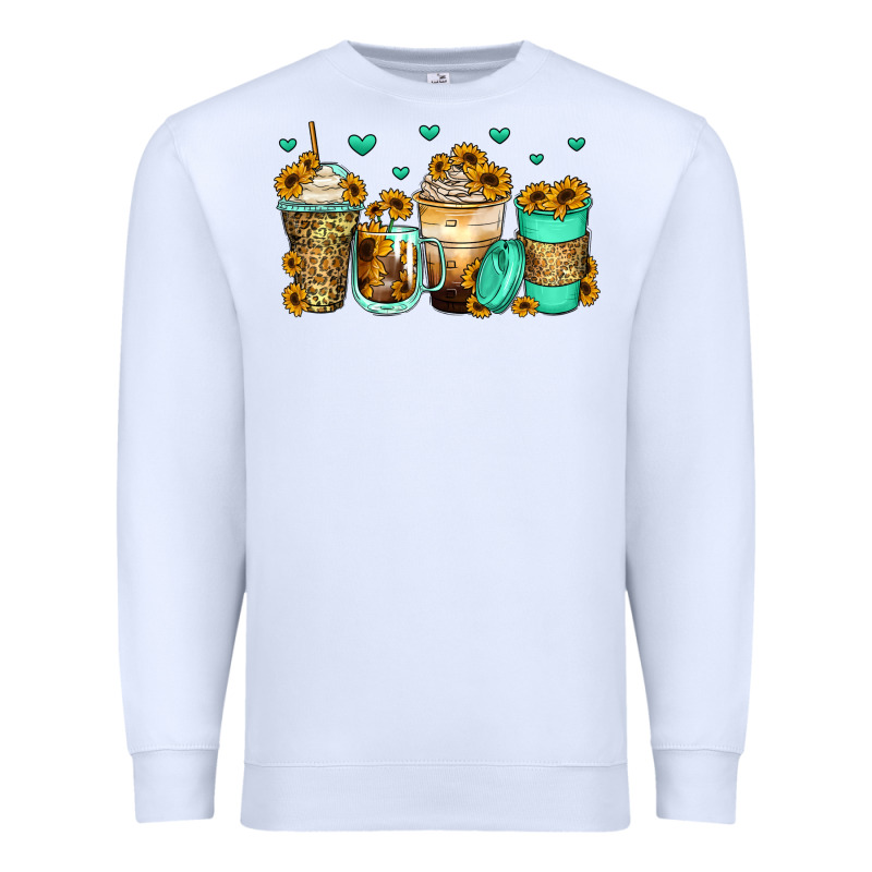 Sunflowers Coffee Cups Premium Sweatshirt by Zillion Design Studio | Teevron