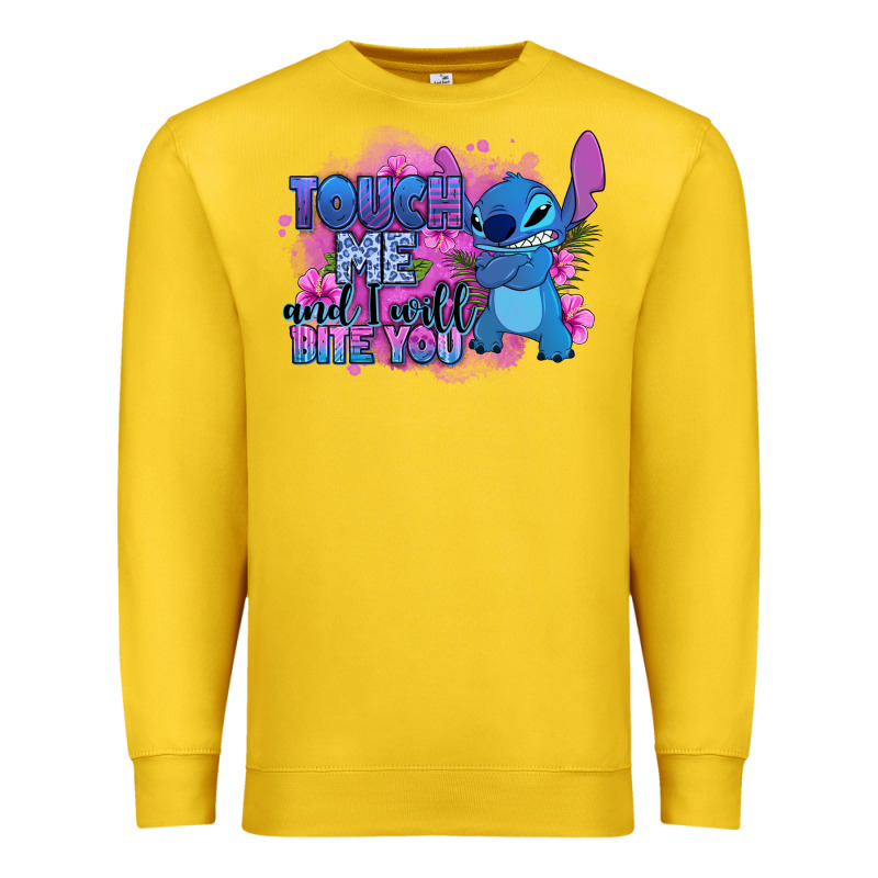 Touch Me And I Will Bite You Stitch Premium Sweatshirt by Zillion Design Studio | Teevron