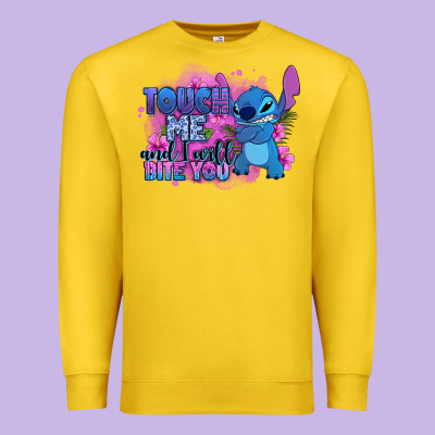 Touch Me And I Will Bite You Stitch Premium Sweatshirt Designed By Zillion Design Studio