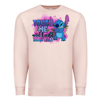 Pale Pink touch me and i will bite you stitch Premium Sweatshirt - Zillion Design Studio