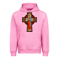 Fuchsia Pink lady of guadalupe leopard cross Urban Hoodie - BarkalooDesign
