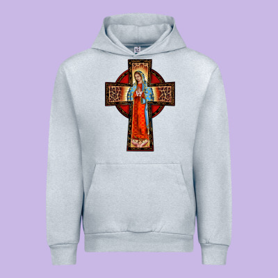 Lady Of Guadalupe Leopard Cross Urban Hoodie Designed By Barkaloodesign