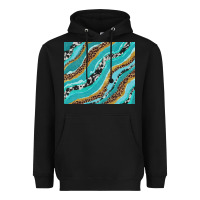 Black turquoise brushstrokes with leopard and cowhide Heavyweight Hoodie - RanaPortraitStore