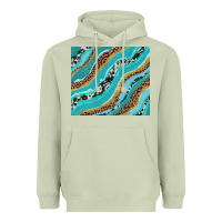 Matcha turquoise brushstrokes with leopard and cowhide Heavyweight Hoodie - RanaPortraitStore