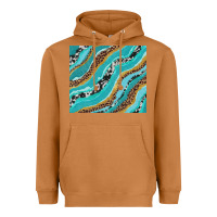 Meerkat turquoise brushstrokes with leopard and cowhide Heavyweight Hoodie - RanaPortraitStore