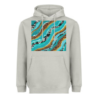 Moon Dust turquoise brushstrokes with leopard and cowhide Heavyweight Hoodie - RanaPortraitStore