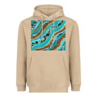 Mushroom turquoise brushstrokes with leopard and cowhide Heavyweight Hoodie - RanaPortraitStore