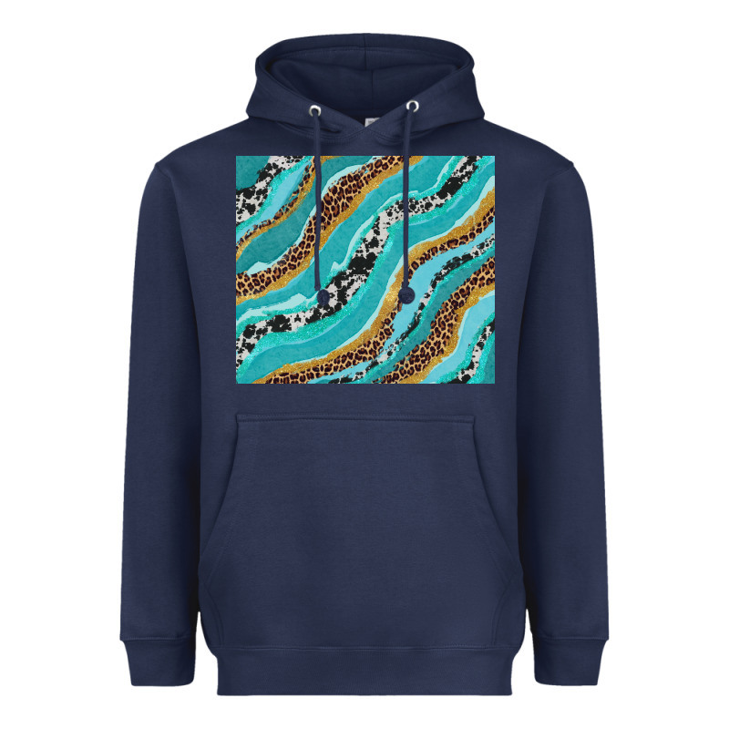 Turquoise Brushstrokes With Leopard And Cowhide Heavyweight Hoodie by RanaPortraitStore | Teevron
