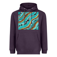 Plum turquoise brushstrokes with leopard and cowhide Heavyweight Hoodie - RanaPortraitStore