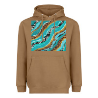 Toasted Coconut turquoise brushstrokes with leopard and cowhide Heavyweight Hoodie - RanaPortraitStore
