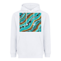 White turquoise brushstrokes with leopard and cowhide Heavyweight Hoodie - RanaPortraitStore