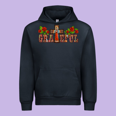 Grateful Guadalupe Cross Urban Hoodie Designed By Barkaloodesign