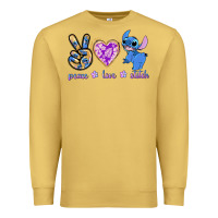 Antique Gold peace love stitch Premium Sweatshirt - texasbilliewilder