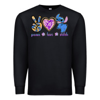Black peace love stitch Premium Sweatshirt - texasbilliewilder