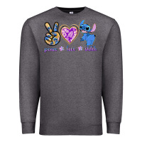 Charcoal Heather peace love stitch Premium Sweatshirt - texasbilliewilder