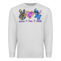 Dove Grey peace love stitch Premium Sweatshirt - texasbilliewilder