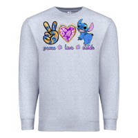 Heather Grey peace love stitch Premium Sweatshirt - texasbilliewilder