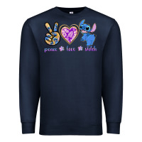 Navy peace love stitch Premium Sweatshirt - texasbilliewilder