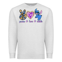 Oatmeal Heather peace love stitch Premium Sweatshirt - texasbilliewilder