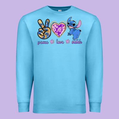 Peace Love Stitch Premium Sweatshirt Designed By Texasbilliewilder