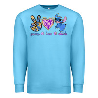 Ocean Blue peace love stitch Premium Sweatshirt - texasbilliewilder