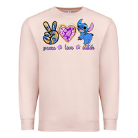 Pale Pink peace love stitch Premium Sweatshirt - texasbilliewilder