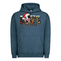 Pigment Midnight Navy love Christmas cow Urban Hoodie - Jasminsmagicworld