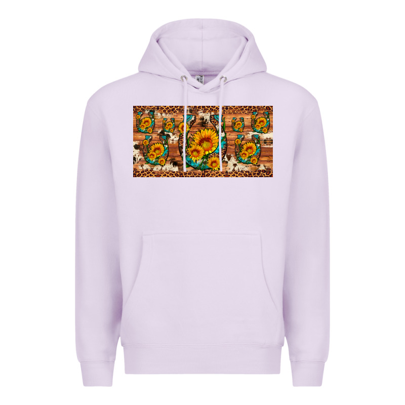 Sunflower Gemstone Leopard Cowhide Horseshoe License Plate Premium Hoodie by Artiststas | Teevron