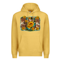 Antique Gold sunflower gemstone leopard cowhide horseshoe background Premium Hoodie - Artiststas