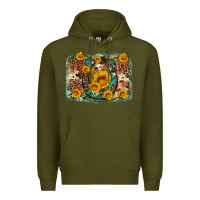 Army Green sunflower gemstone leopard cowhide horseshoe background Premium Hoodie - Artiststas