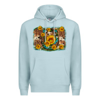 Blue Mist sunflower gemstone leopard cowhide horseshoe background Premium Hoodie - Artiststas