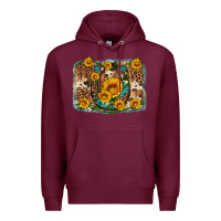 Burgundy sunflower gemstone leopard cowhide horseshoe background Premium Hoodie - Artiststas