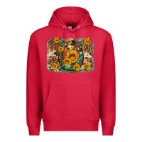 Cardinal sunflower gemstone leopard cowhide horseshoe background Premium Hoodie - Artiststas