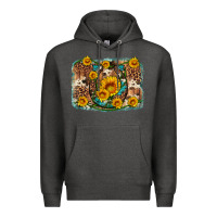Charcoal Heather sunflower gemstone leopard cowhide horseshoe background Premium Hoodie - Artiststas