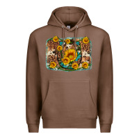 Chestnut sunflower gemstone leopard cowhide horseshoe background Premium Hoodie - Artiststas
