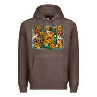 Coffee sunflower gemstone leopard cowhide horseshoe background Premium Hoodie - Artiststas