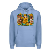 Colony Blue sunflower gemstone leopard cowhide horseshoe background Premium Hoodie - Artiststas