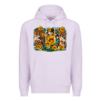 Lilac sunflower gemstone leopard cowhide horseshoe background Premium Hoodie - Artiststas