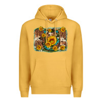 Sunflower Gemstone Leopard Cowhide Horseshoe Background Premium Hoodie | Teevron