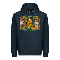 Navy sunflower gemstone leopard cowhide horseshoe background Premium Hoodie - Artiststas
