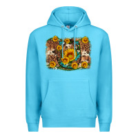 Ocean Blue sunflower gemstone leopard cowhide horseshoe background Premium Hoodie - Artiststas