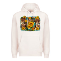 Pale Pink sunflower gemstone leopard cowhide horseshoe background Premium Hoodie - Artiststas