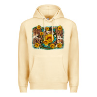 Pina Colada sunflower gemstone leopard cowhide horseshoe background Premium Hoodie - Artiststas