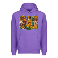 Purple sunflower gemstone leopard cowhide horseshoe background Premium Hoodie - Artiststas