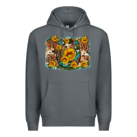 Rock sunflower gemstone leopard cowhide horseshoe background Premium Hoodie - Artiststas