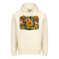 Sandshell sunflower gemstone leopard cowhide horseshoe background Premium Hoodie - Artiststas
