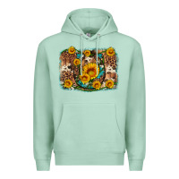 Seafoam sunflower gemstone leopard cowhide horseshoe background Premium Hoodie - Artiststas