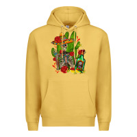 Antique Gold skeleton with sombrero and tequila Premium Hoodie - AdoDesignShop