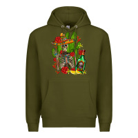 Army Green skeleton with sombrero and tequila Premium Hoodie - AdoDesignShop